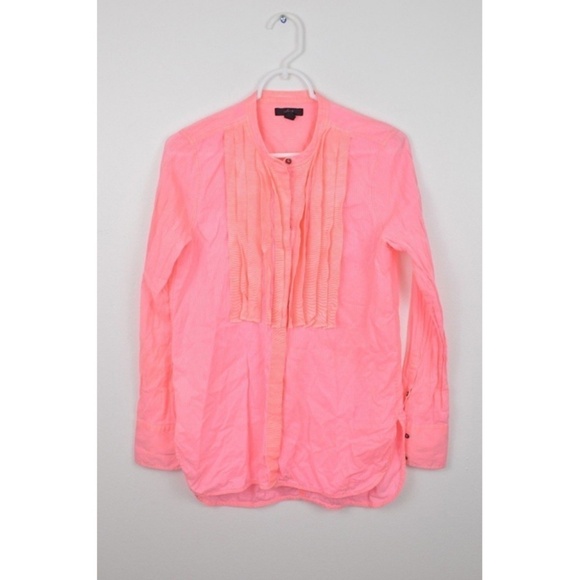 J Crew Shirt sz 2 Ruffle Long Sleeve Striped Shirt - Picture 2 of 4